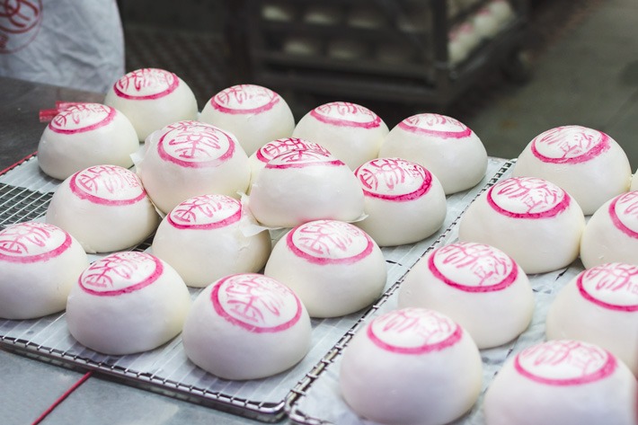 Freshly Steamed and Stamped “Lucky Buns”