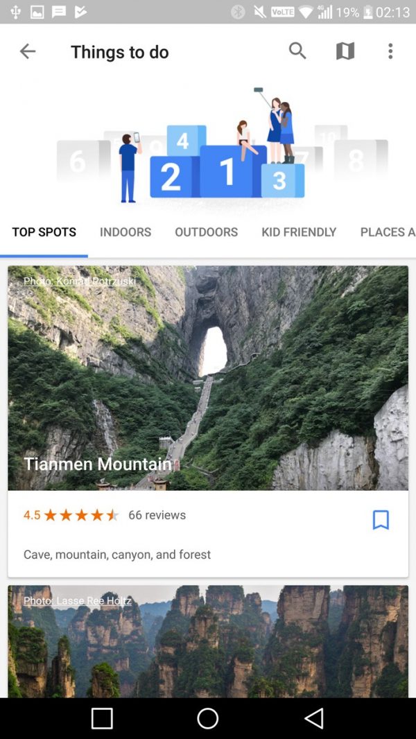 Google Trips top spots