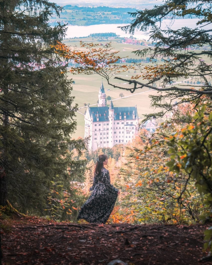 Neuschwanstein Castle view from the forest