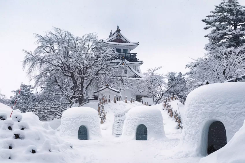 Yokote Snow Festival sees giant kamakuras (snow igloos) pop up all over the city including in front of city's castle